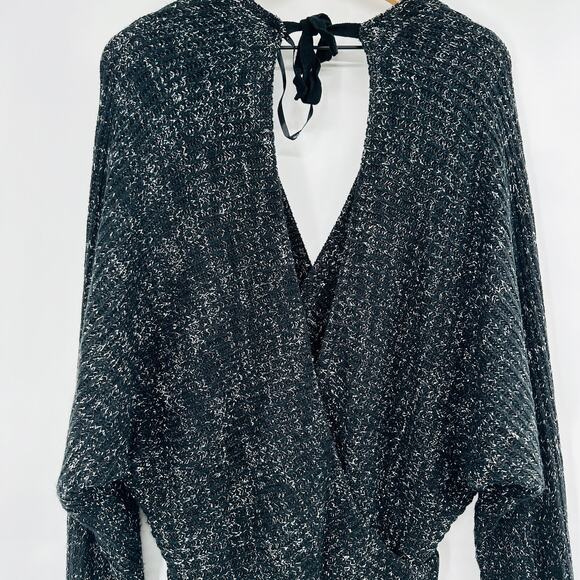 NWT City Chic Western Jumper Sweater Marled Knit Wrap Peplum in Black Size 20 - Picture 6 of 10